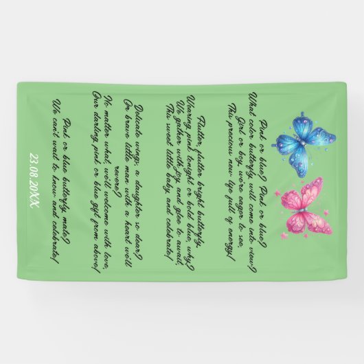 蝶の夏ジェンダー明かすパーティー詩のポスター 横断幕 (横)