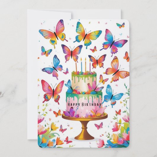 蝶の夢の誕生日カードのアーティストリー (正面)