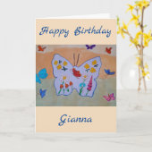 蝶の夢の誕生日カード カード (黄色い花)