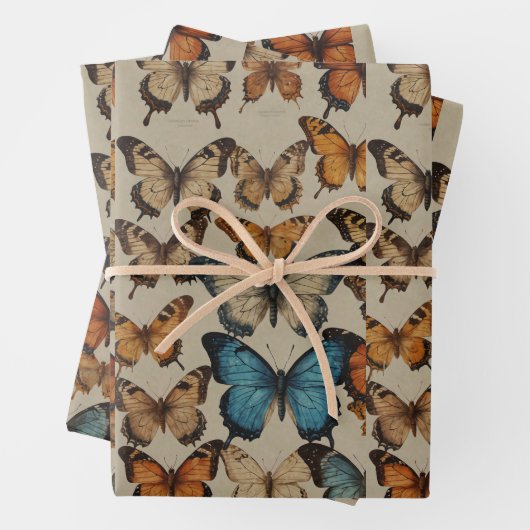 蝶の夢:エレガント蝶の包みワープ ラッピングペーパーシート (インサイチュ)