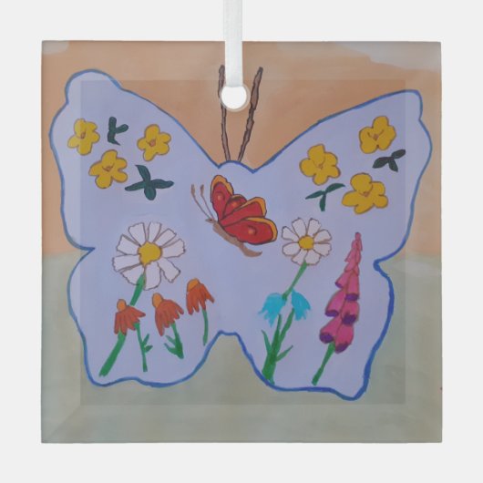 蝶の夢 ガラスオーナメント (正面)