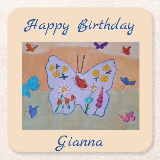 蝶の夢 スクエアペーパーコースター (正面)