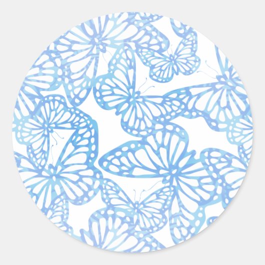 蝶の夢（青） ラウンドシール (正面)