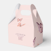 蝶の女の子の赤ちゃんシャワーピンク フェイバーボックス (裏面サイド)