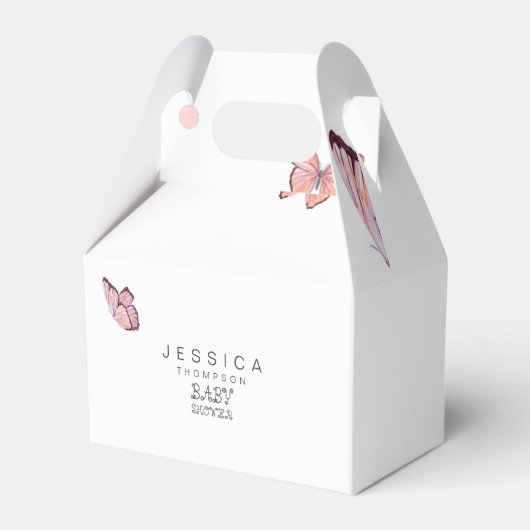 蝶の女の子の赤ちゃんシャワー白 フェイバーボックス (正面サイド)