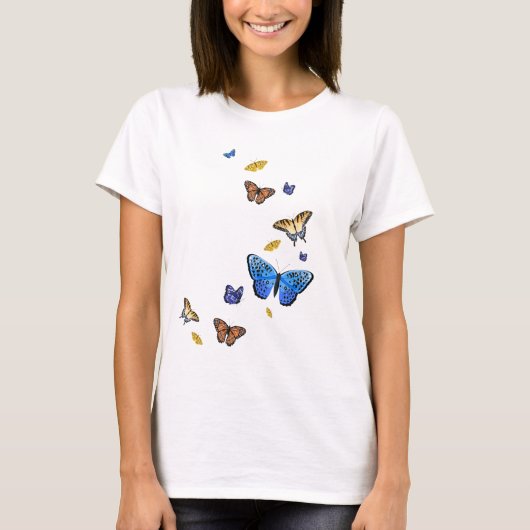 蝶の女性のTシャツ Tシャツ (正面)