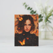 蝶の女性はがき ポストカード (スタンド正面)