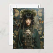 蝶の女性はがき ポストカード (正面/裏面)