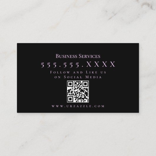 蝶の女性メイクアップフェイスペインティングQRコード 名刺 (裏面)