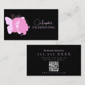 蝶の女性メイクアップフェイスペインティングQRコード 名刺 (正面/裏面)