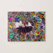 蝶の女性-ブリッタニースパニエル犬犬 ジグソーパズル (横)