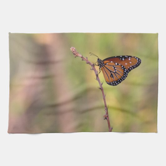 蝶の女王が光の中を照らす キッチンタオル (横)