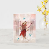 蝶の妖精とハミングバード カード (黄色い花)