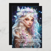 蝶の妖精のプリンセスブロンド髪の女の子のファンタジー 招待状 (正面/裏面)