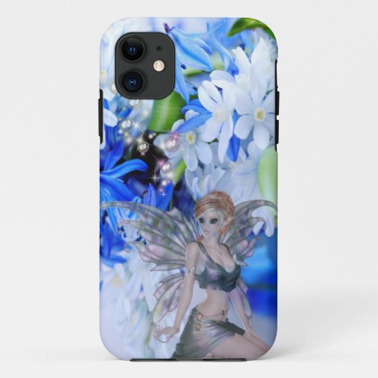 蝶の妖精の国の青い花 Case-Mate iPhoneケース (裏面)