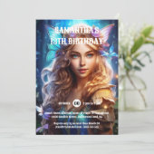 蝶の妖精の姫茶色の髪の女の子ファンタジー 招待状 (スタンド正面)