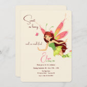 蝶の妖精の誕生日パーティー招待状 招待状 (正面/裏面)
