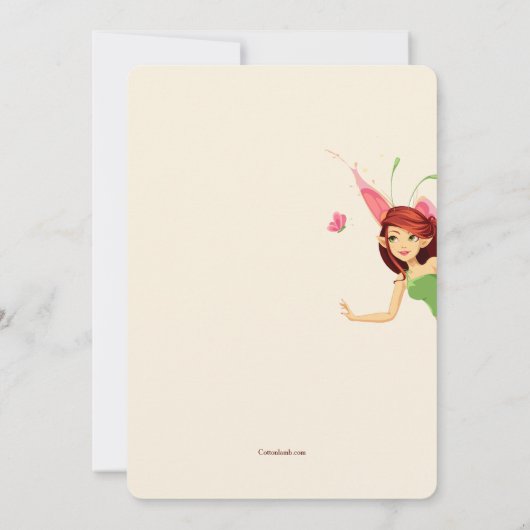 蝶の妖精の誕生日パーティー招待状 招待状 (裏面)