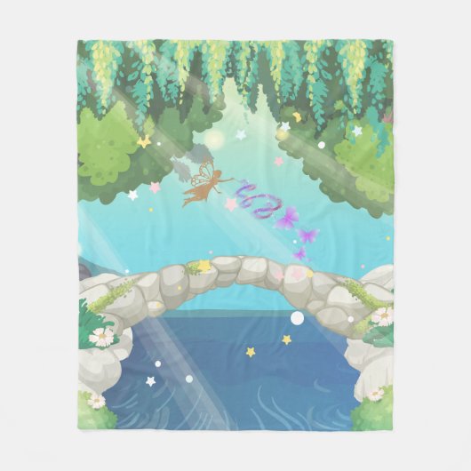蝶の妖精 フリースブランケット (正面)