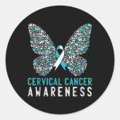 蝶の子宮頸がん認識度月白目 ラウンドシール (正面)