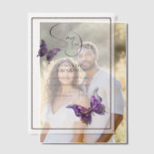 蝶の宝石の紫色の銀の日付を保存 ベラム紙招待状 (オフセット (カップル))