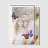 蝶の宝石の紫色の青色の日付を保存 ベラム紙招待状 (オフセット (カップル))