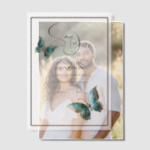 蝶の宝石の青い銀の日付を保存 ベラム紙招待状 (オフセット (カップル))