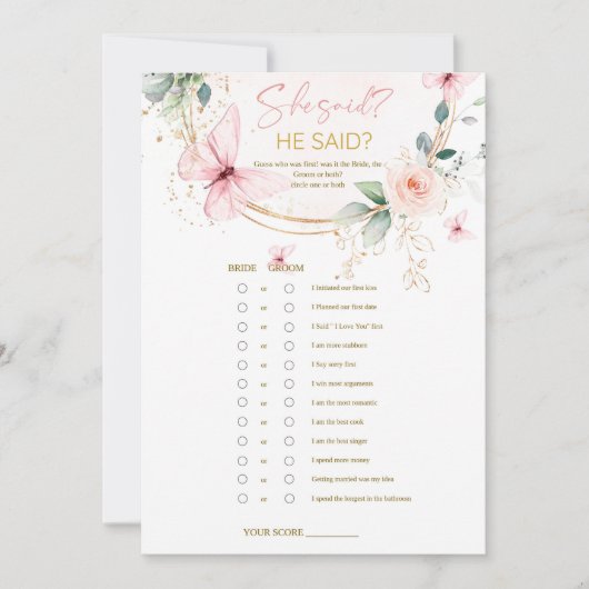 蝶の山花と彼はゲームを言った 招待状 (正面)