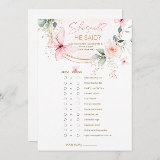 蝶の山花と彼はゲームを言った 招待状 (正面/裏面)