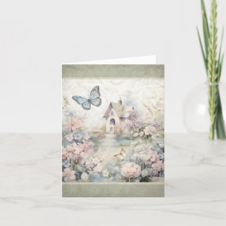 蝶の庭のヴィンテージルックノートカード3 サンキューカード