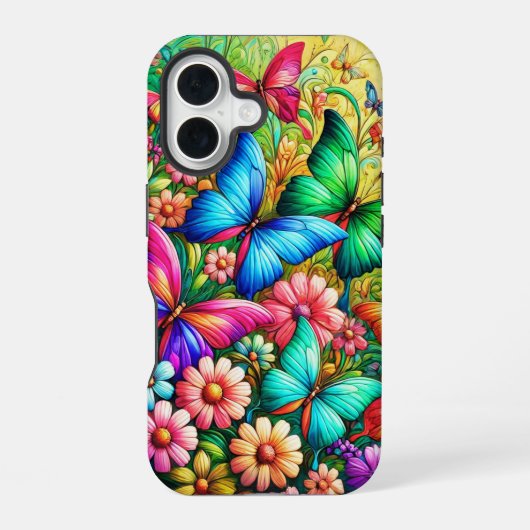 蝶の庭の至福 iPhone 16ケース (裏面)