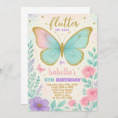 蝶の庭の誕生日招待状 招待状 (正面/裏面)