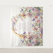 蝶の庭の赤ちゃんシャワー写真の背景 タペストリー (正面)