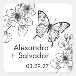 蝶の庭園パーソナライズされたお気に入りステッカー スクエアシール