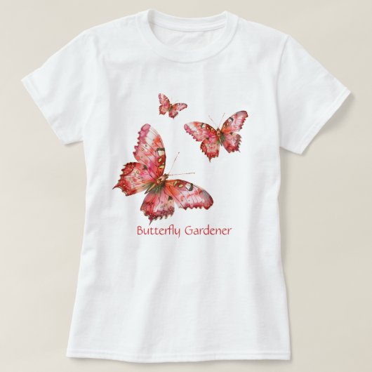 蝶の庭師 ピンクTシャツ Tシャツ (デザイン正面)