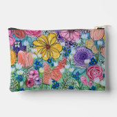 蝶の庭、明るい花模様 アクセサリーポーチ (裏面)