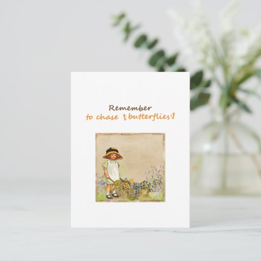 蝶の引用文を忘れないやる気を起こさせるで ポストカード (スタンド正面)