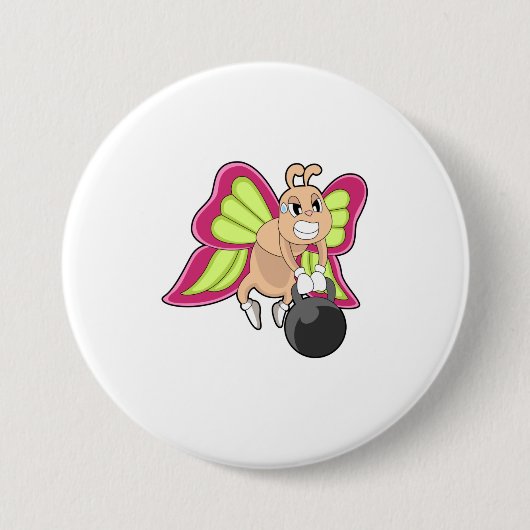 蝶の強さの訓練ダンベル 缶バッジ (正面)