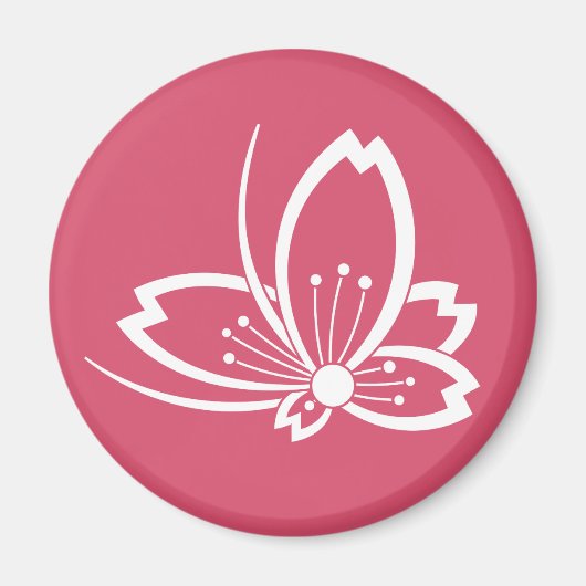 蝶の形の影のさくらんぼの花 マグネット (正面)