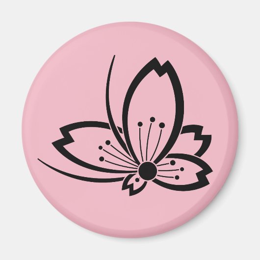 蝶の形の影のさくらんぼの花 マグネット (正面)