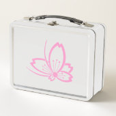 蝶の形の影のさくらんぼ花弁当箱 メタルランチボックス (正面)