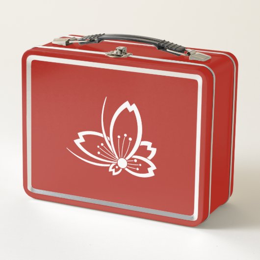 蝶の形の影のさくらんぼ花弁当箱 メタルランチボックス (正面)