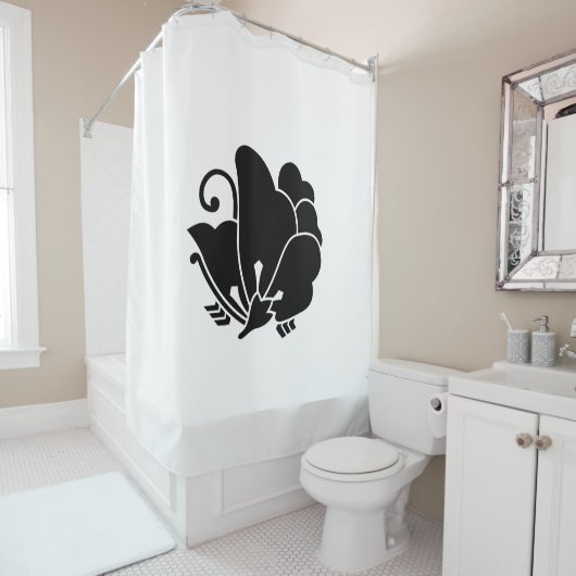 蝶の形をしたギンバイカ シャワーカーテン (インサイチュ)