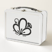 蝶の形をした影になった梅花弁当 メタルランチボックス (正面)