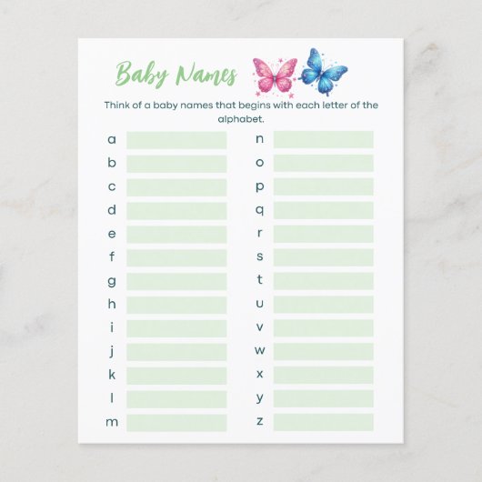 蝶の性別がパーティーの赤ん坊の名前を表示 (正面)