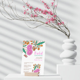 蝶の恋人 ピンクの花のスクリプト ブライダル 招待状