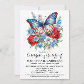 蝶の愛国的な葬儀お祝い 招待状 (正面)