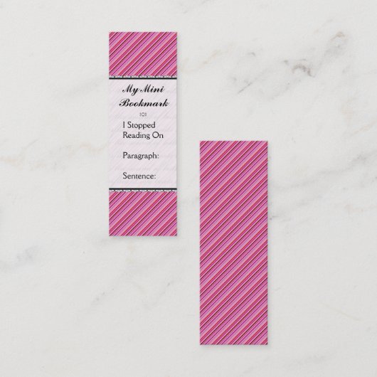 蝶の愛 | ピンク色の赤ストライプ色の装飾 スキニー名刺 (正面/裏面)