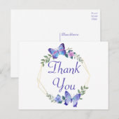 蝶の感謝の花輪 青い蝶 ポストカード (正面/裏面)