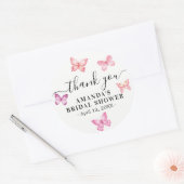 蝶の感謝を伝えるクラシックな丸型ステッカー ラウンドシール (封筒)